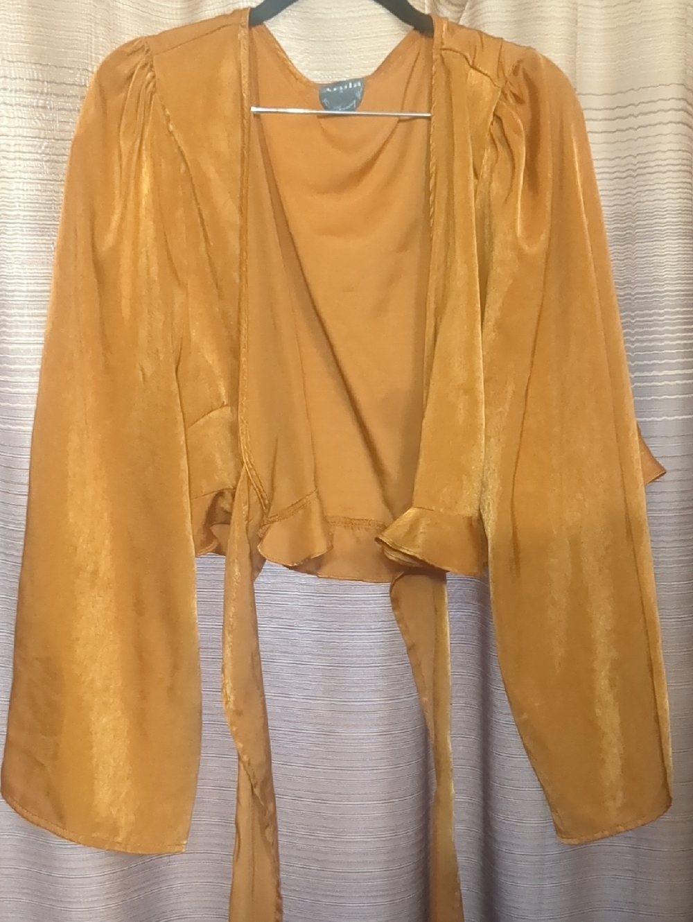 ARULA Mustard Velvet Wrap Jacket with Tie Front